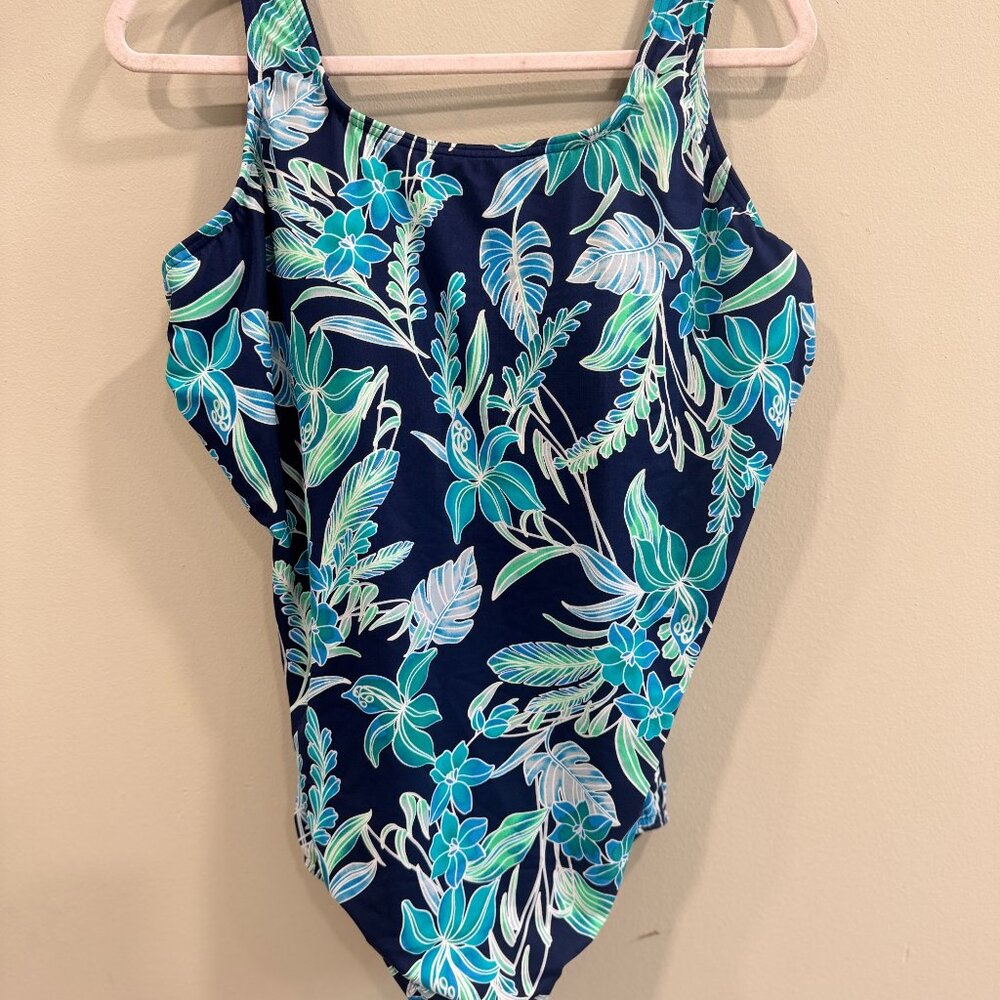 Lands’ End One-Piece Swimsuit Paisley Print Size 18W